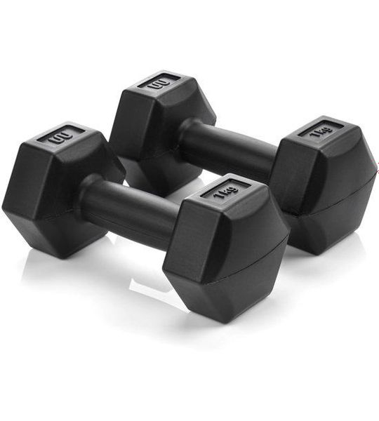 Meteor - Halterset - 2 x 1 kg - Hexagonaal - PVC-coating - Cementvulling