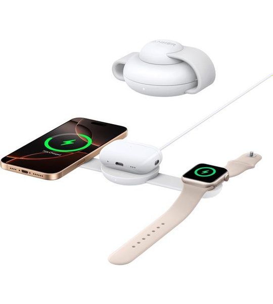 Anker MagGo Wireless Charging Station (3-in-1 Foldable Pad) Oplader Wit