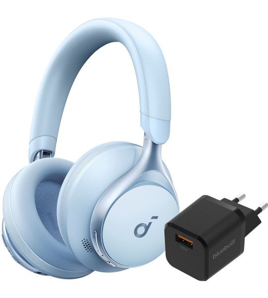 Soundcore Space One Blauw + BlueBuilt Quick Charge Oplader met Usb A Poort 18W Zwart