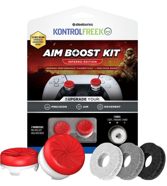 KontrolFreek Inferno AimBoost Thumbsticks + Precision Rings Rood/Wit PS5/PS4