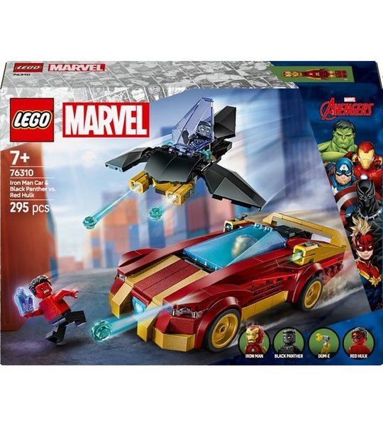 LEGO 76310 Marvel - Iron Mans auto en Black Panther vs. Rode Hulk