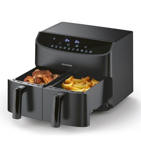 Rachs KOCHWERK heteluchtfriteuse dubbele mand 2x 3.5l - zwart