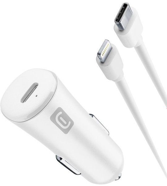 Cellularline Autolader Kit 20w Usb-c Naar Lightning Wit
