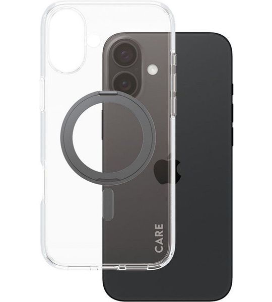 CARE Feature Case Met Zwarte Kickstand En Magsafe Telefoonhoesje Voor Apple Iphone 2024 6.7'' Transparant
