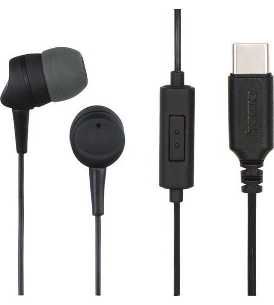 Hama Oordopjes Sea, in-ear, microfoon, kabel-knikbescherming, USB-C Headset Zwart
