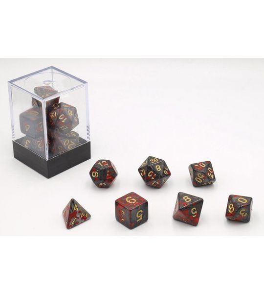 Dobbelstenen Bloodspatter Zwart 7 set