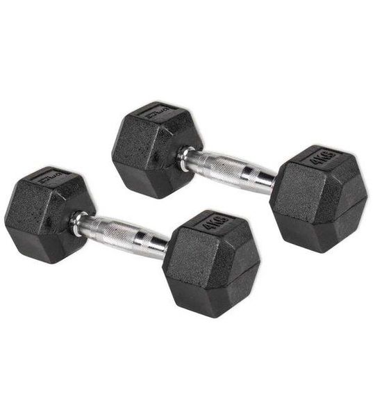 Olive Rubber Hex 4kg Dumbbell 2 Eenheden Zwart 4 kg