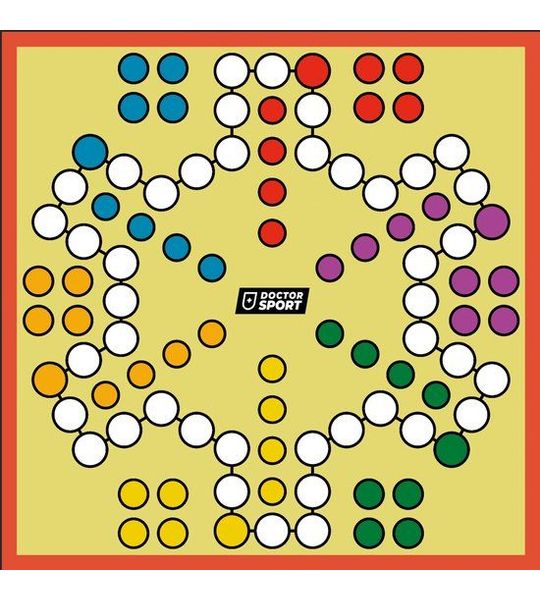 LUDO XXL - PVC-Zeil met Dobbelstenen en Pionnen - 6 Personen - 3x3 m