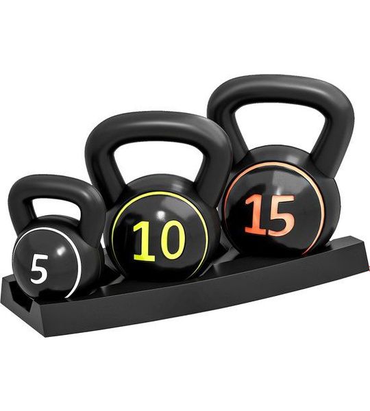 SPORTNOW-Kettlebell-Kunststoff, Sand-18L x 18B x 24H cm-Schwarz