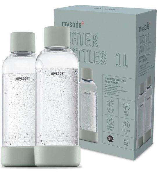 MySoda Waterfles 2-pack 1 liter 2PB10-GG Waterkan Beige