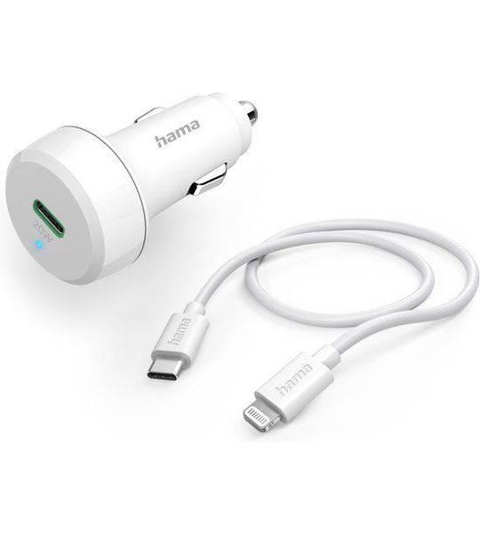Hama 201611 Auto-oplaadset Lightning Power Delivery 20w Wit