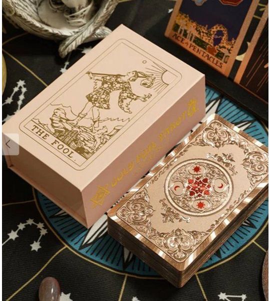 Rosé goud Folie Tarot Kaartenset – Zon en Maan – met boekje in Bewaardoos