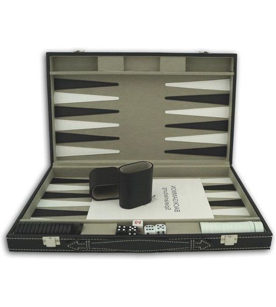SAVI® Backgammon Koffer – Luxe Backgammon Set – Zwart - 39cm x 25cm x 6cm