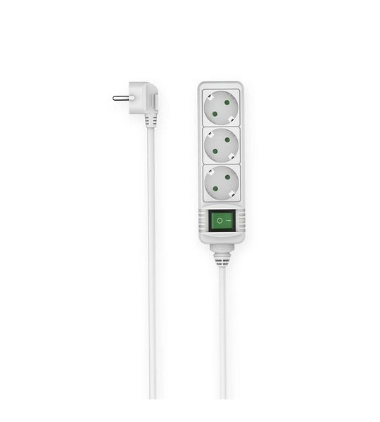 Hama Stekkerdoos, 3-voudig, schakelaar, 3 m Kabel Wit
