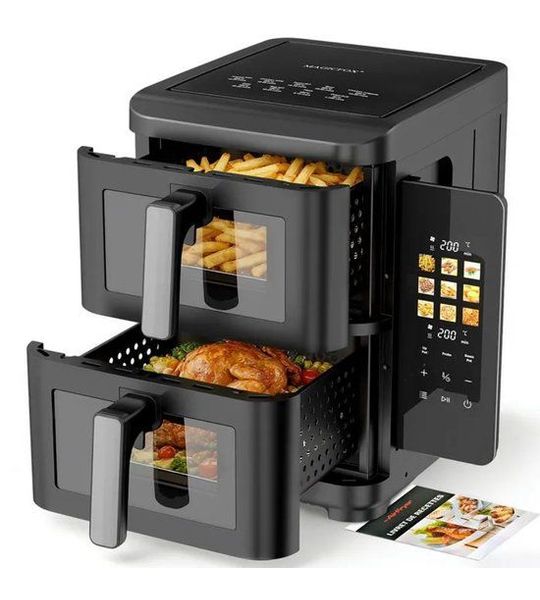 MAGICFOX Airfryer - 10 liter - 2 roosters - touchscreen - 9 programma's