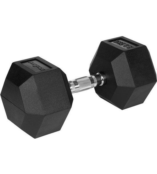 Rubberized cast iron dumbbell HEX 22.5 kg REBEL ACTIVE