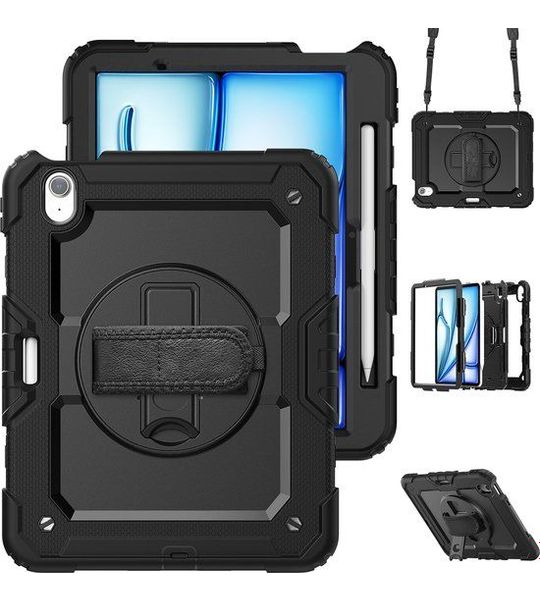 Just in case Full Body Shockproof Case Voor Apple Ipad Air 11" (2024) - Zwart Beschermhoes 11''