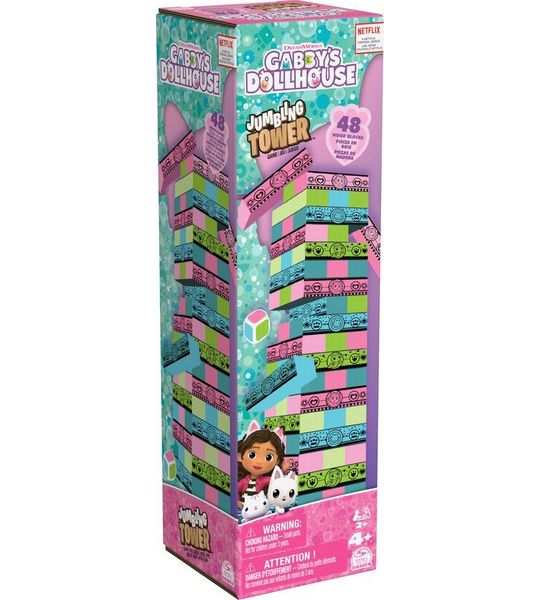 Gabby's Poppenhuis - Jumbling Tower - Blokkentoren Spel met 48 houten blokjes - Gabbys Poppenhuis