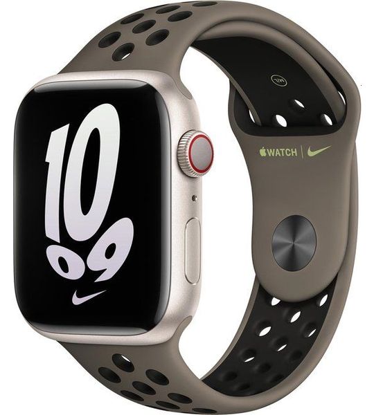 Apple Watch 38/40/41 mm Siliconen Horlogeband Nike Sport Olive Grey/Zwart