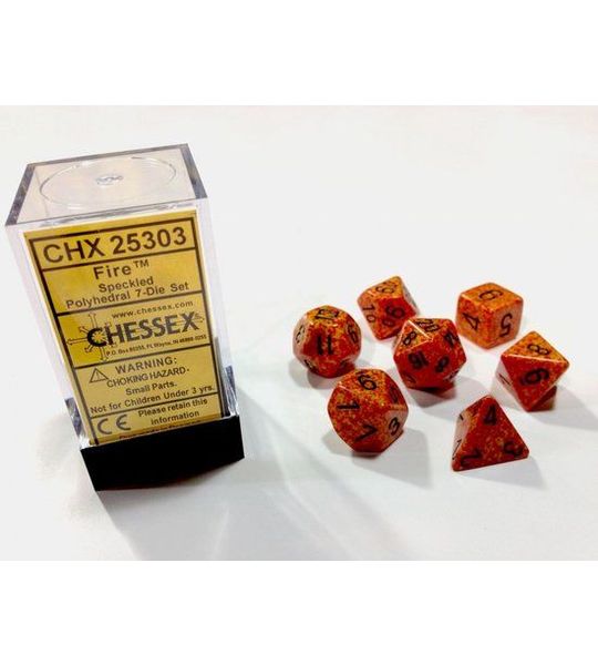 Chessex dobbelstenen set, 7 polydice, Speckled Fire