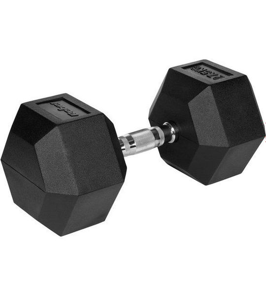 Rubberized cast iron dumbbell HEX 27.5 kg REBEL ACTIVE