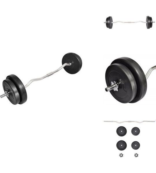 vidaXL Halter Gewichten - 30 kg - 120 cm - Kunststof bedekt - Halterset