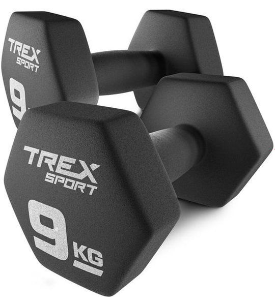 Trex Sport TX-090VD - Dumbbellset - Vinyl - Zeshoekig - 2×9 kg