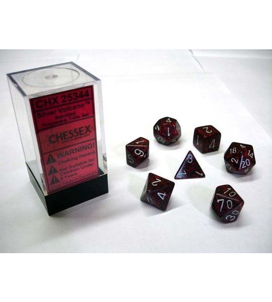 Polydice 7 Dobbelstenenset Silver Volcano Speckled