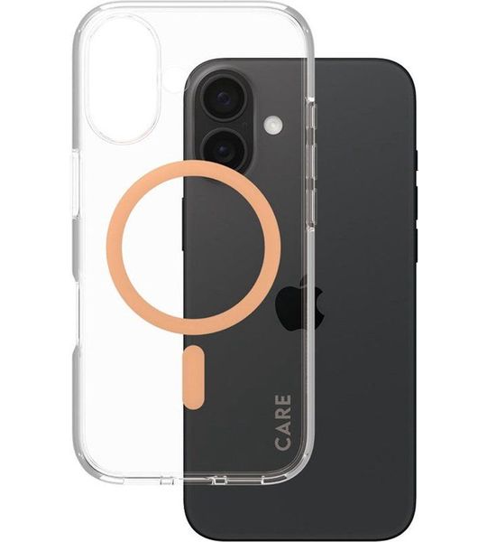 CARE Flagship Case Urban Combat Met Perzik Magsafe Telefoonhoesje Voor Apple Iphone 2024 6.1'' Transparant