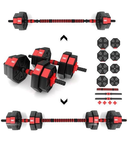 HMS Verstelbare Halter en Dumbbell Set - 15 kg - Rood / Zwart