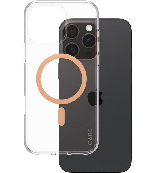 CARE Flagship Case Urban Combat Met Perzik Magsafe Telefoonhoesje Voor Apple Iphone 2024 6.7'' Pro Transparant