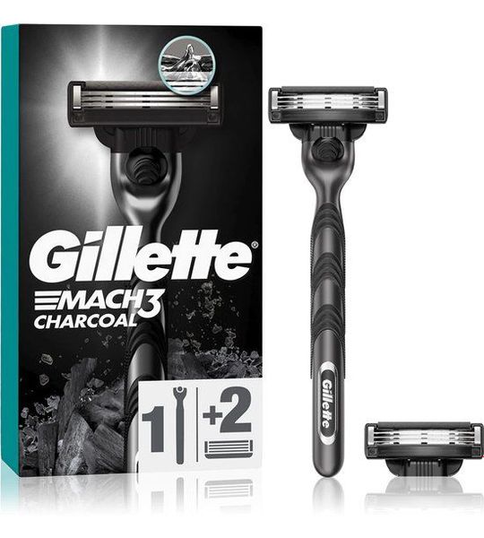 Gillette Mach3 Charcoal Razor + 2 Replacement Blades