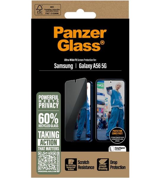 PanzerGlass Privacy Screen Ultra Wide Screenprotector Voor Samsung Galaxy A56 Transparant