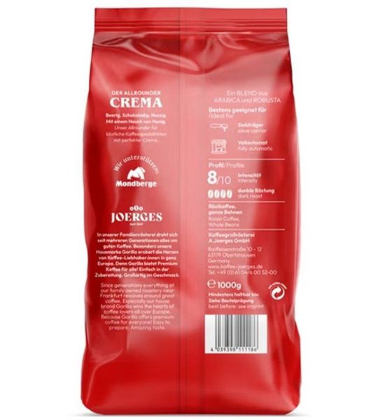 Kaffee Joerges Espresso Gorilla Super Bar Crema Koffiebonen