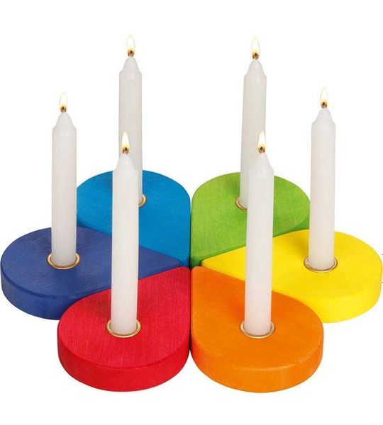 Goki Houten Verjaardagskrans Kandelaars, 6dlg.