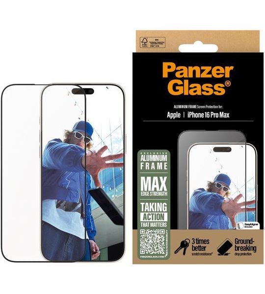 PanzerGlass Aluminium Frame Ultra-wide Fit Screenprotector Voor Apple Iphone 2024 6.7'';iphone 15 Plus Transparant