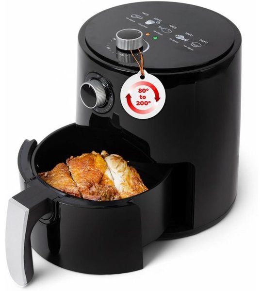YOR® Mini airfryer - Airfryer - Airfryer klein - Zwart - ‎27cm x 27cm x 32cm