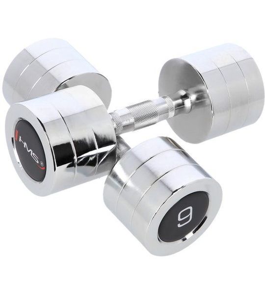 HMS CHD Serie - Chromen Halterset - 9 kg - Radeerbare Greep