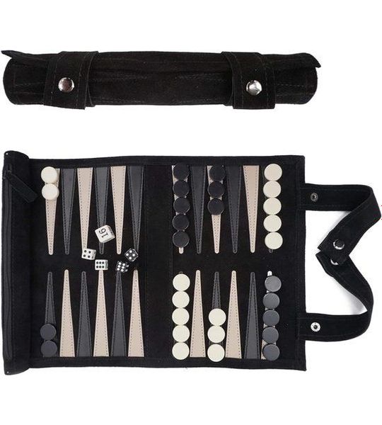 SVN® Backgammon Koffer – Luxe Backgammon Set – Zwart - 26cm x 6cm x 6cm