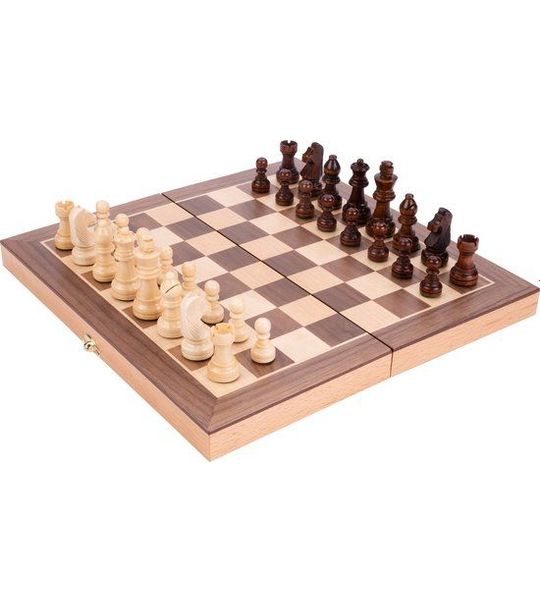 Schaakspel beukenhout met walnoot fineer