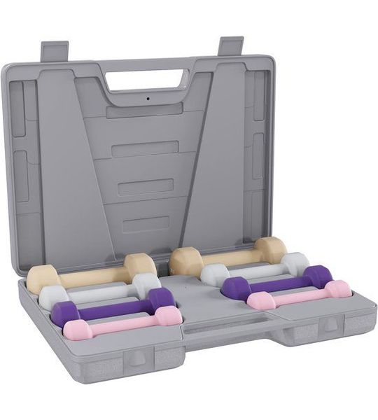 Homcom Dumbbell Set-Gietijzer-41L x 30B x 8H cm-Roze+Paars+Grijs+Bruin