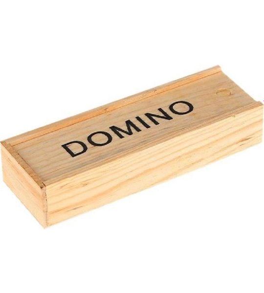 Domino spel in houten kistje - 28 Dominostenen