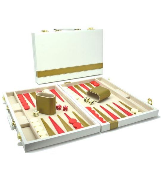 Backgammon 38 cm Wit m.gouden bies