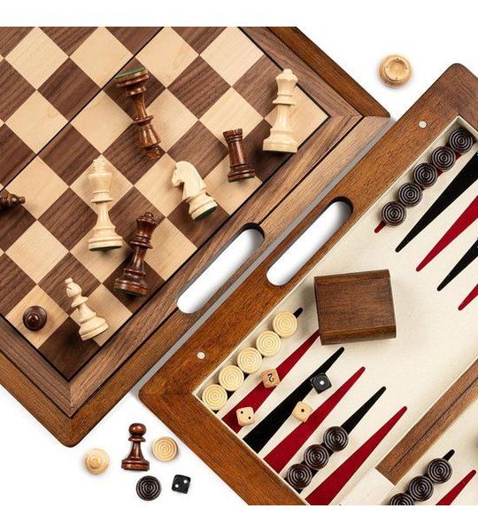 White-Label® Backgammon Koffer – Lederen Bordspel – Reisspel - Bruin