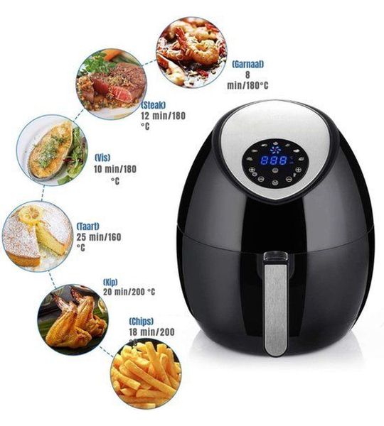 Airfryer xl - Airfryer xxl - Heteluchtfriteuse - 33cm x 33cm x 37cm - Zwar