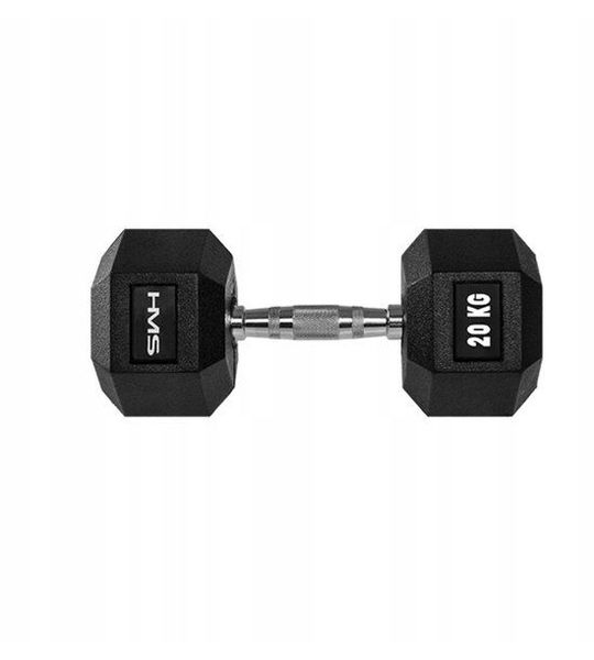 HMS Hex Pro Dumbbell - 20 kg Gecoat met Gekartelde Greep
