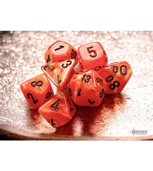 Chessex Vortex Mini-Polyhedral Orange/black Dobbelsteen Set (7 stuks)