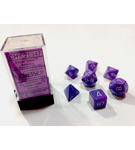 Polydice 7 Dobbelstenenset Silver Tetra Speckled
