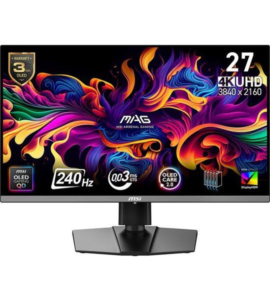 MSI Mag 272up Qd-oled X24 - 26.5 Inch Ultra Hd 4k 3840 X 2160 Pixels Oled (organic Light-emitting Diode)