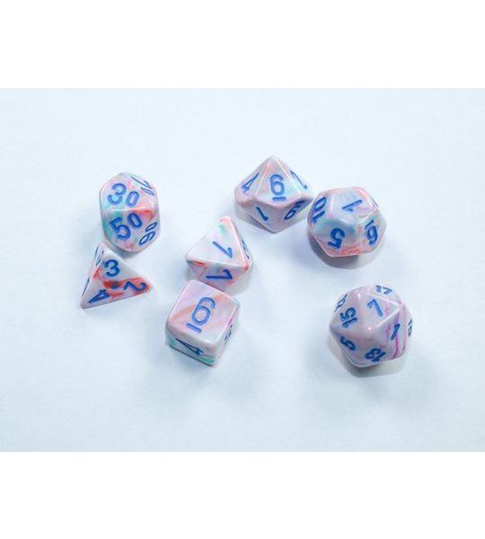 Chessex Feestelijke Mini-Polyhedral Pop Ar/blauw Dobbelsteenset (7 stuks)